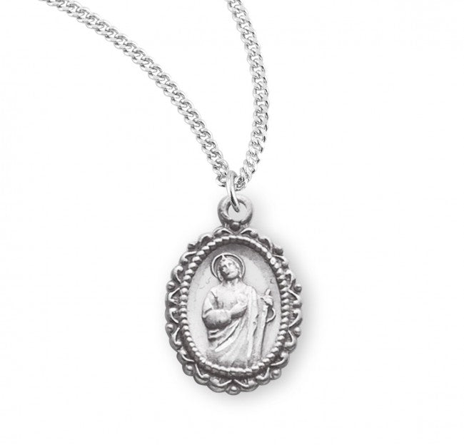 Saint Jude Oval Sterling Silver Medal, Catholic Gift, Made in USA