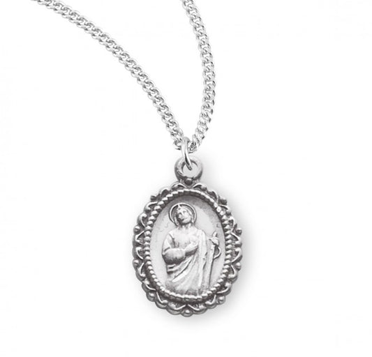Saint Jude Oval Sterling Silver Medal, Catholic Gift, Made in USA