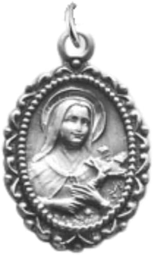 Saint Therese of Lisieux Sterling Silver Oval Medal — 18" Chain, Made in USA