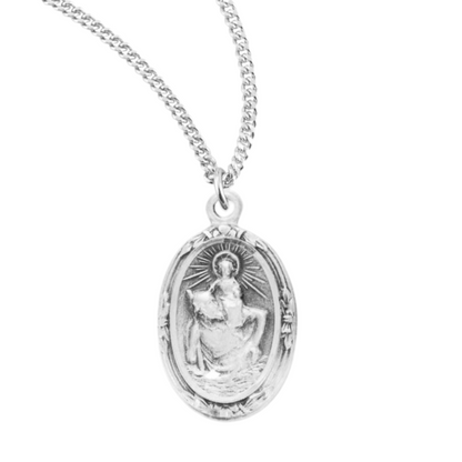 Saint Christopher Oval Sterling Silver Medal, Catholic Gift, Made in USA