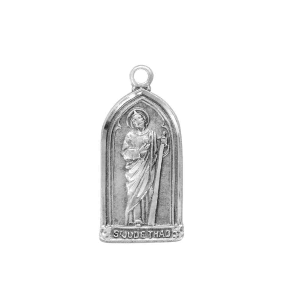 Saint Jude Thaddeus Sterling Silver Medal Pendant — 18" Chain, Made in USA