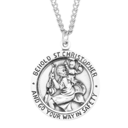 Saint Christopher Round Sterling Silver Medal, Catholic Gift, Made in USA