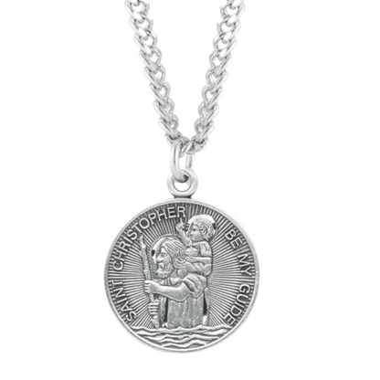 Saint Christopher Round Sterling Silver Medal, Catholic Gift, Made in USA