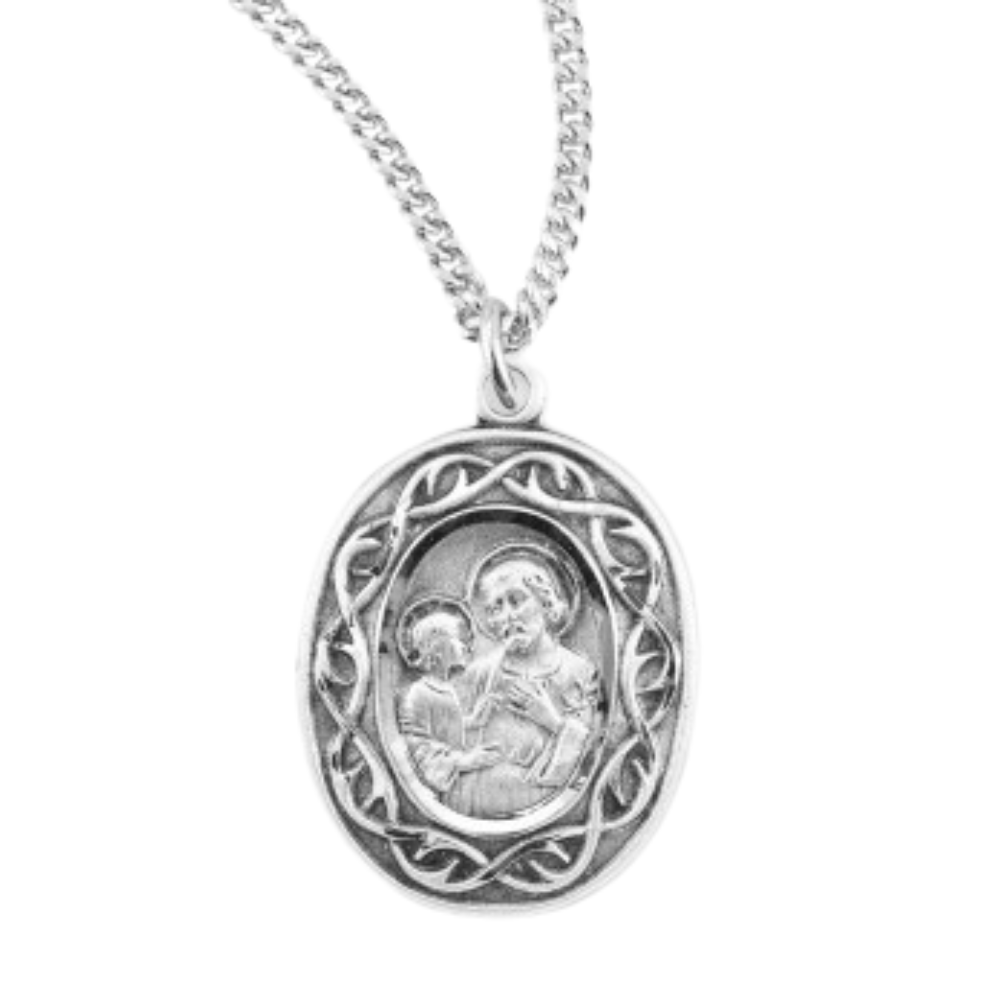 Saint Joseph "Crown of Thorns" Oval Medal, Catholic Gift, Made in USA