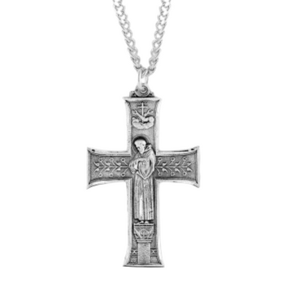 Saint Francis Sterling Silver Cross, Catholic Gift, Made in USA