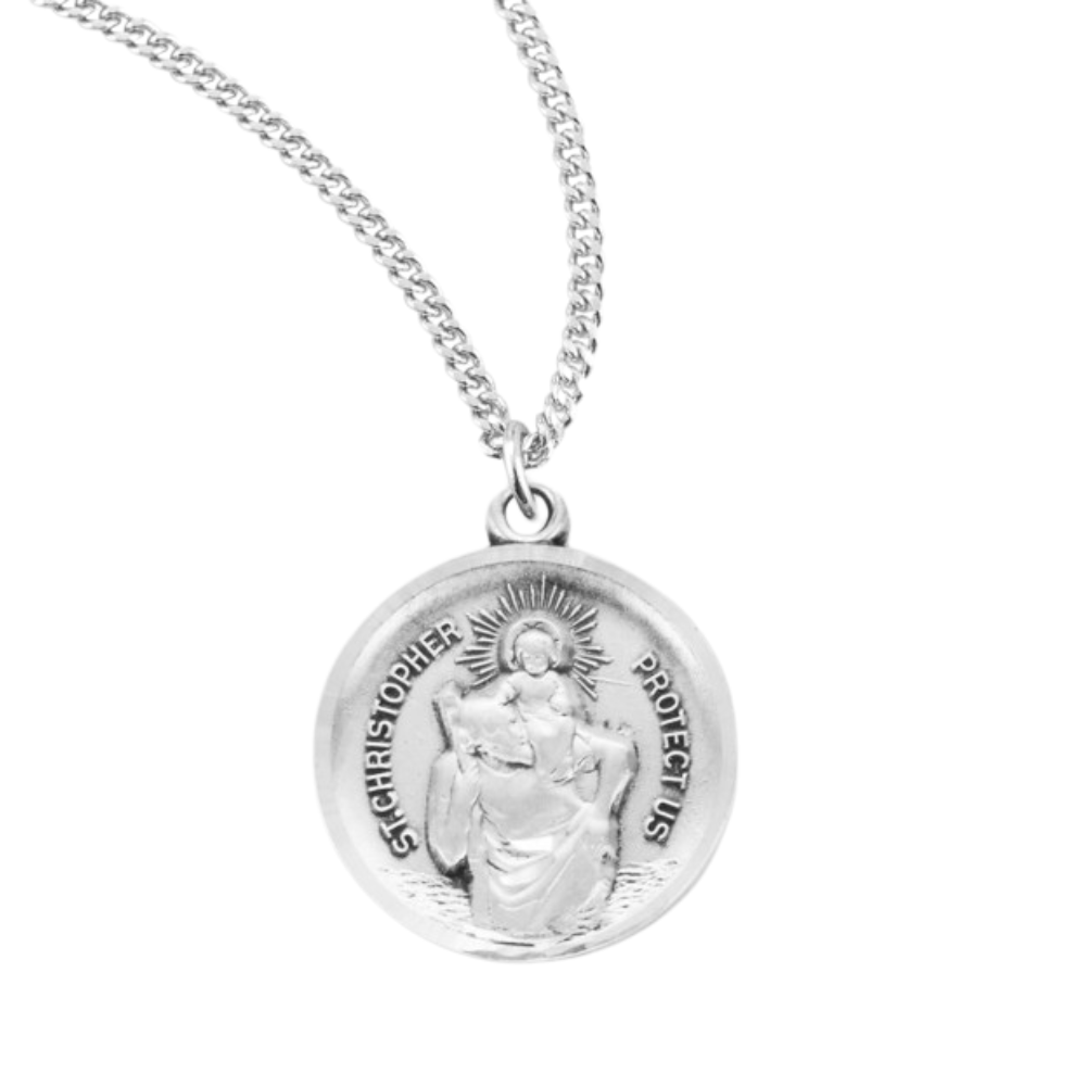 Saint Christopher Round Sterling Silver Medal, Catholic Gift, Made in USA