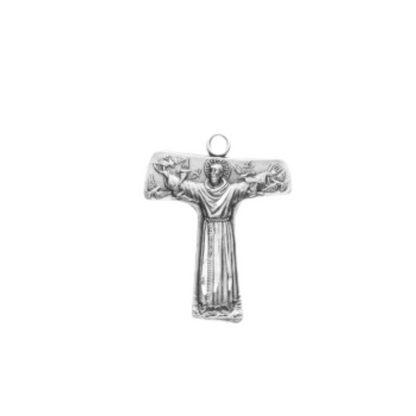 Saint Francis Tau Cross Sterling Silver Necklace — 24" Chain, Made in USA