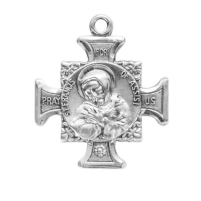 Saint Francis Gold Over Sterling Silver Maltese Cross — 18" Chain, Gift Box