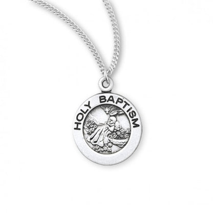 Holy Baptism Round Sterling Silver Medal, Catholic Gift, Made in USA