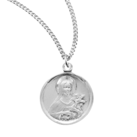 Saint Therese of Lisieux Round Sterling Silver Medal, Catholic Gift, Made in USA