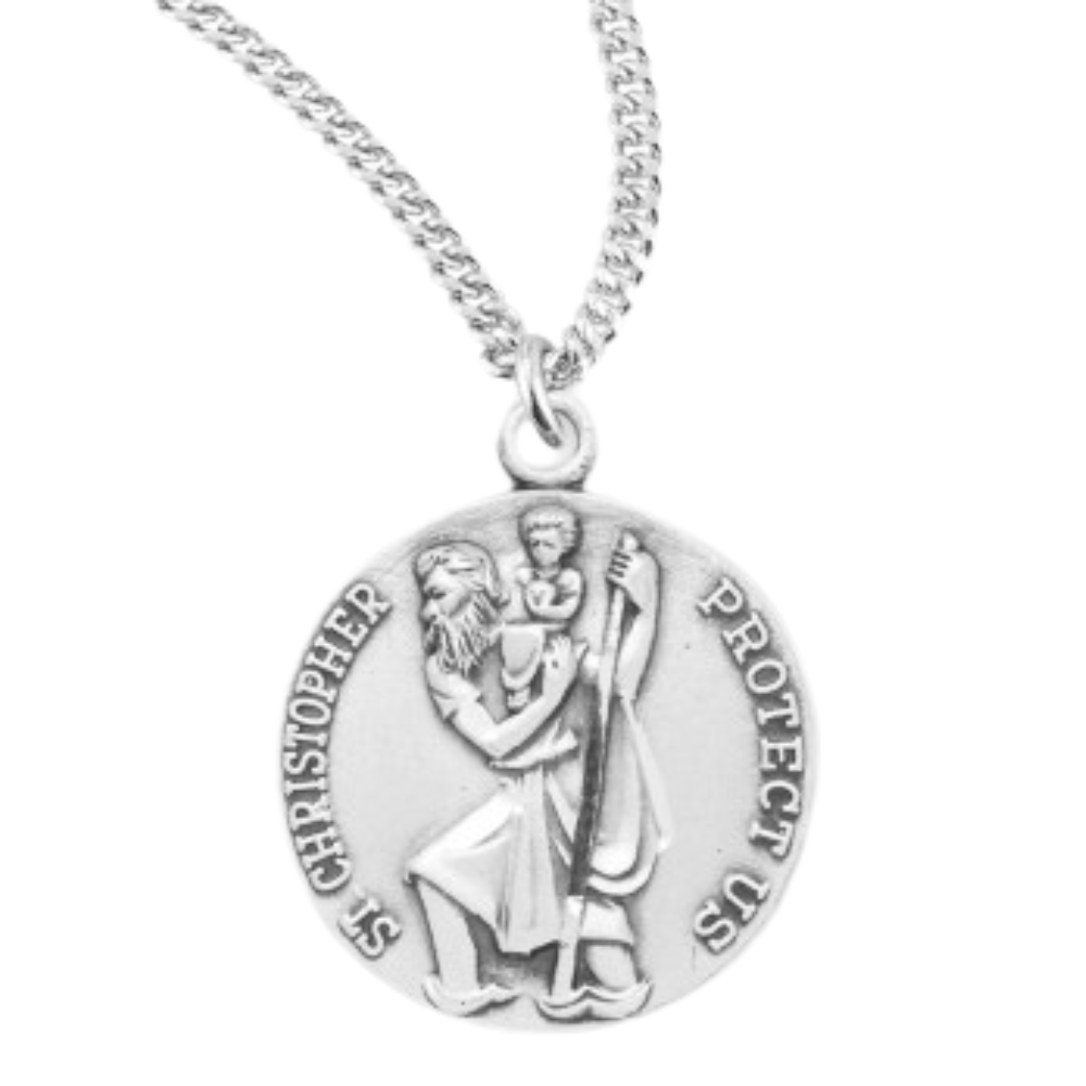 Saint Christopher Round Sterling Silver Medal, Catholic Gift, Made in USA