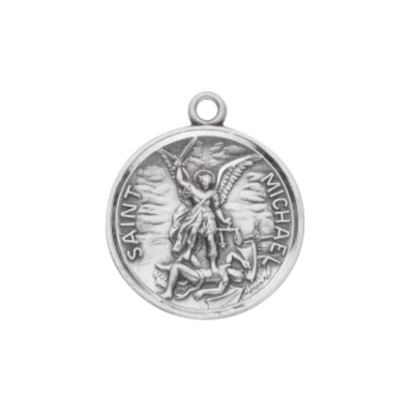 Saint Michael Sterling Silver Medal — 24" Chain, Made in USA, Gift Box Included