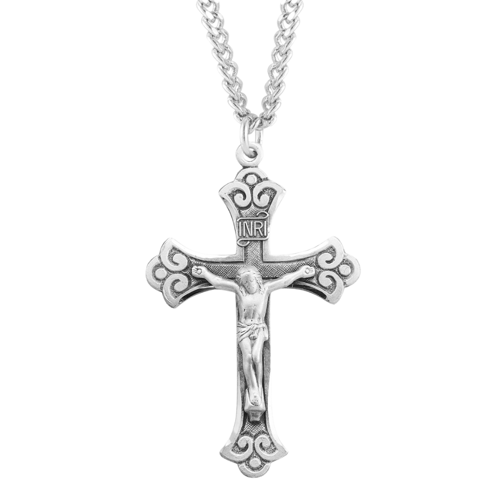 Fine Flared Sterling Silver Crucifix, Catholic Gift, Made in USA