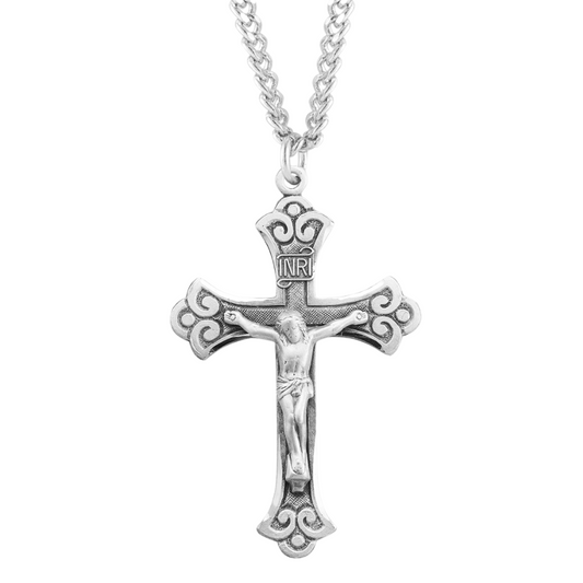 Fine Flared Sterling Silver Crucifix, Catholic Gift, Made in USA