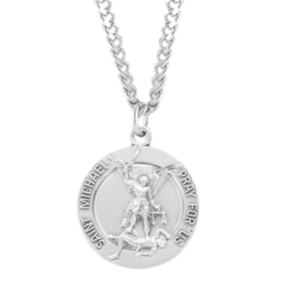 Sterling Silver St. Michael w/Guardian Angel Back , Catholic Gift, Made in USA