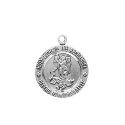 Saint Michael Sterling Silver Medal Pendant — 24" Chain, Gift Box Included