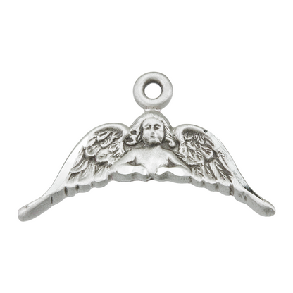 Angel with Wings Sterling Silver Medal — 18" Chain, Made in USA, Gift Box