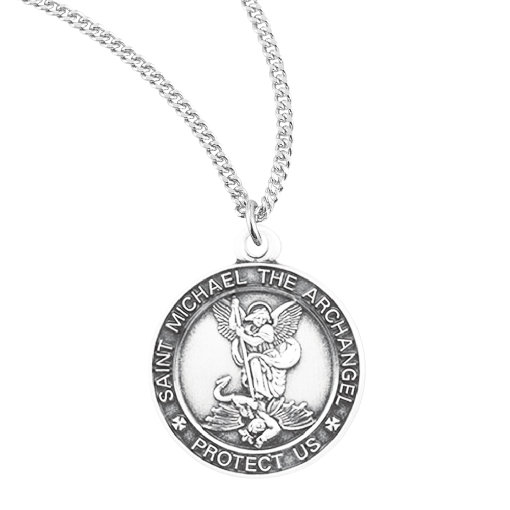 Saint Michael Round Sterling Silver Medal, Catholic Gift, Made in USA
