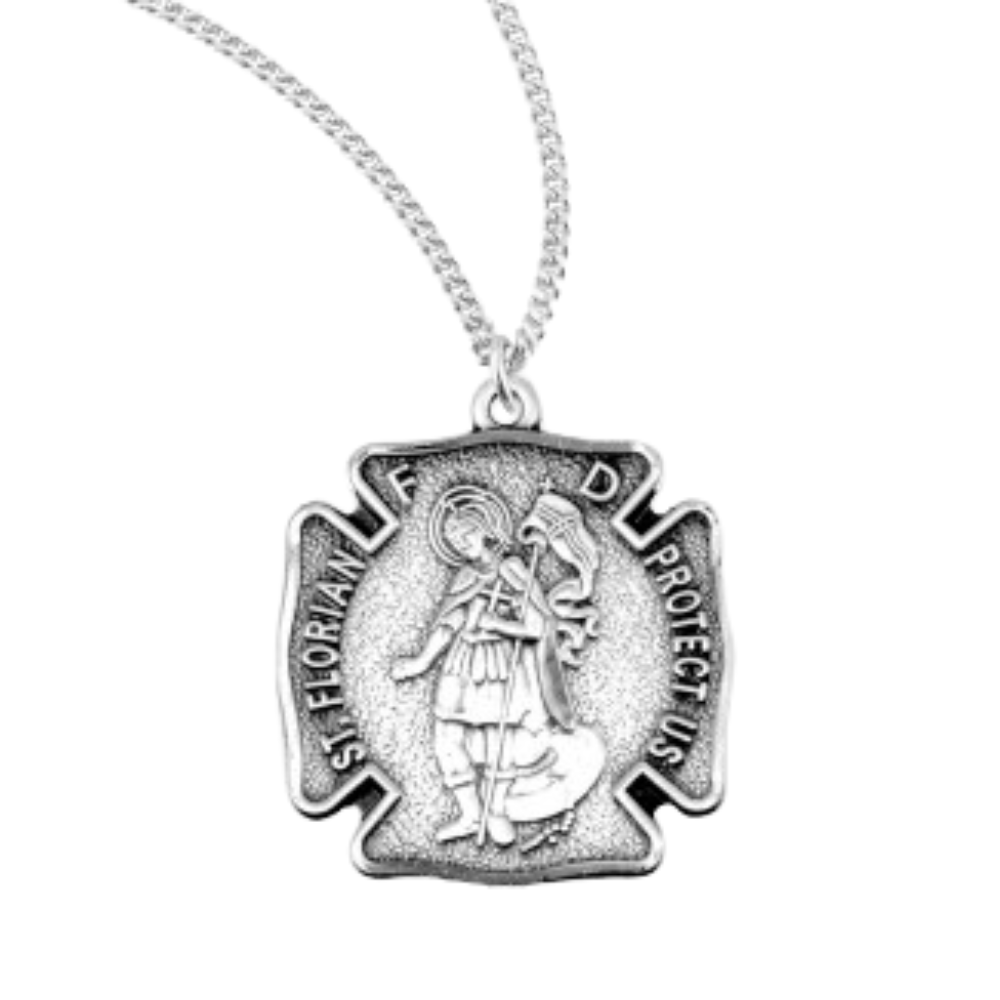 Saint Florian Sterling Silver Firefighters Medal, Catholic Gift, Made in USA