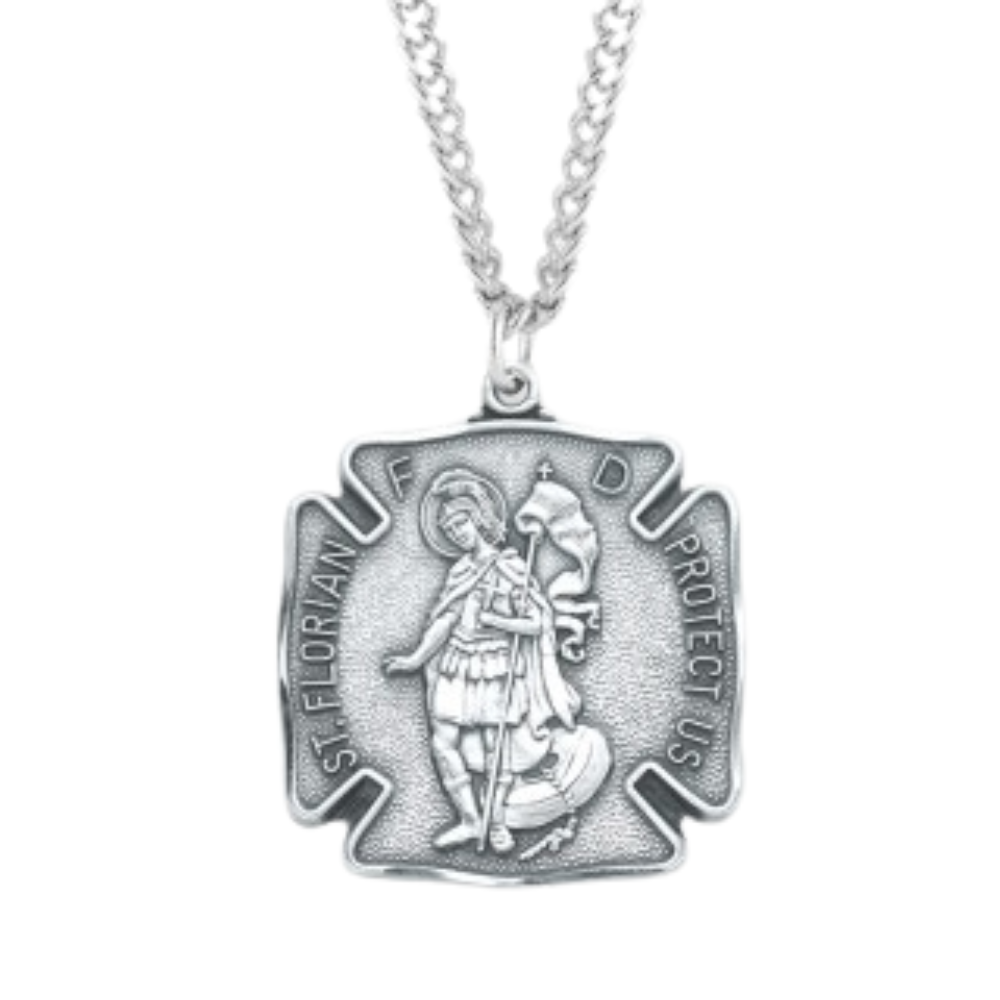 Saint Florian Sterling Silver Firefighters Medal, Catholic Gift, Made in USA