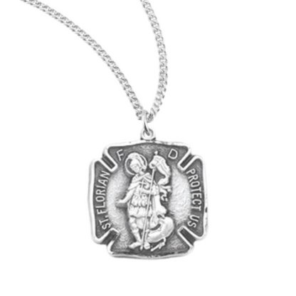 Saint Florian Sterling Silver Firefighters Medal, Catholic Gift, Made in USA