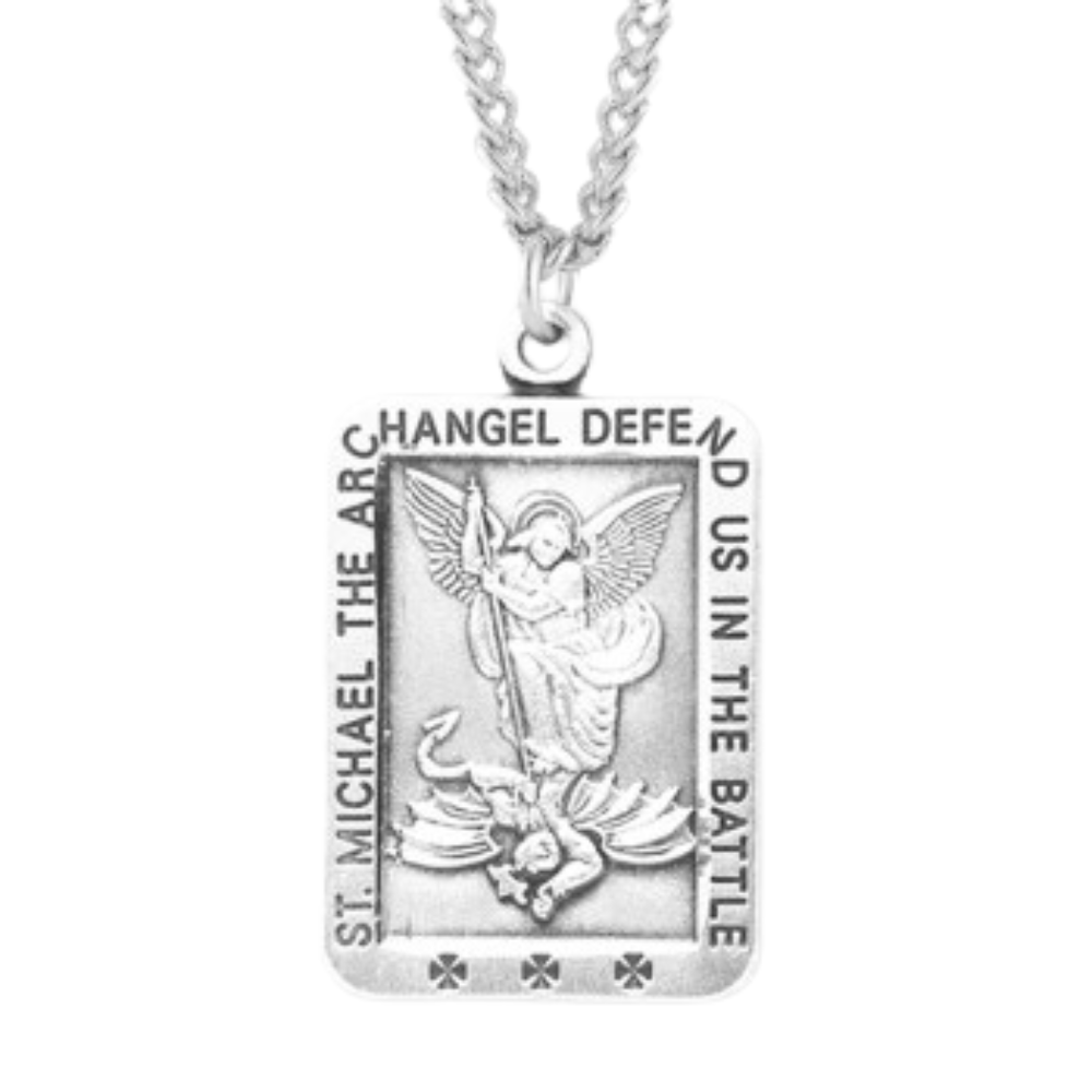 Sterling Silver Square St. Michael , Catholic Gift, Made in USA