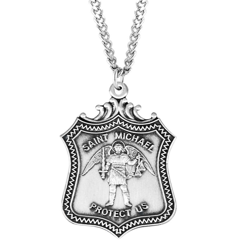 Saint Michael Sterling Silver Shield Medal, Catholic Gift, Made in USA