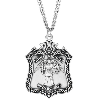 Saint Michael Sterling Silver Shield Medal, Catholic Gift, Made in USA