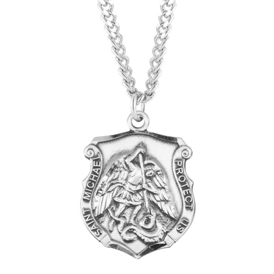 Saint Michael Sterling Silver Badge Medal, Catholic Gift, Made in USA