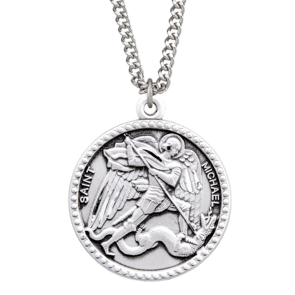 Saint Michael Round Sterling Silver Medal, Catholic Gift, Made in USA