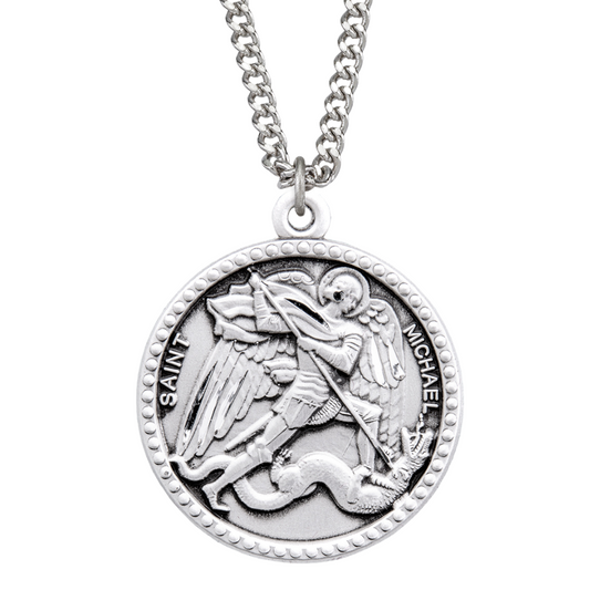 Saint Michael Round Sterling Silver Medal, Catholic Gift, Made in USA