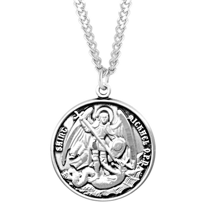 Saint Michael Round Sterling Silver Medal, Catholic Gift, Made in USA