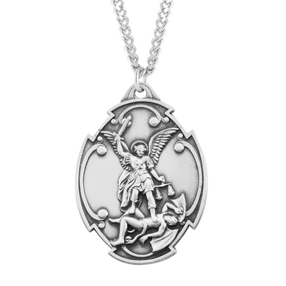 St. Michael the Archangel 1-1/2" Styled Cross Shield, Catholic Gift, Made in USA