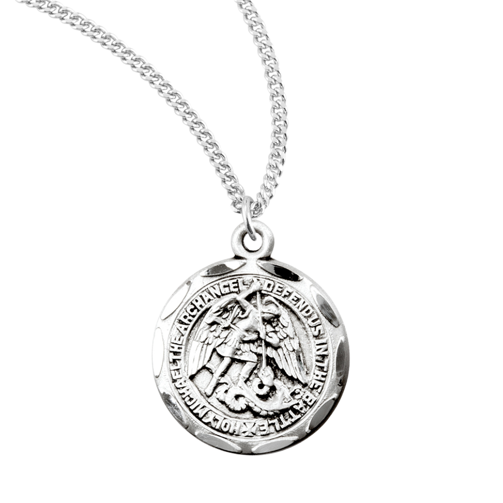 Sterling Silver Small 0.8" Holy Michael Archangel Medal, Catholic Gift, Made in USA