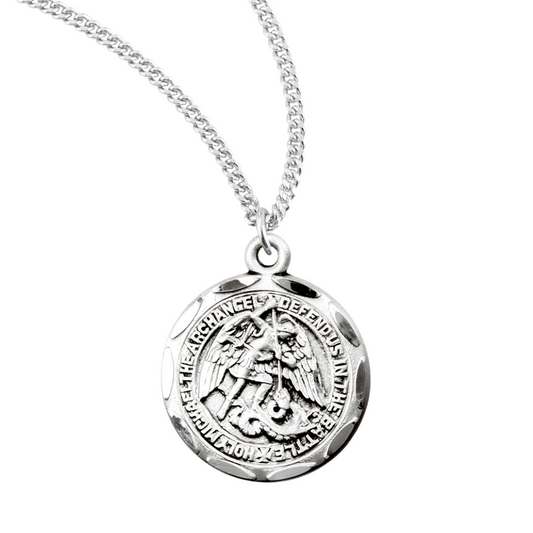 Sterling Silver Small 0.8" Holy Michael Archangel Medal, Catholic Gift, Made in USA