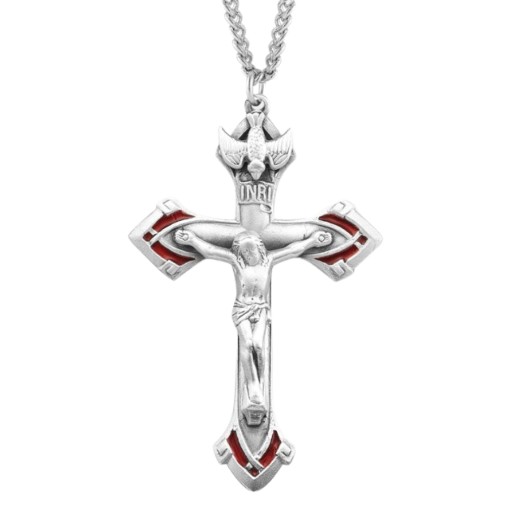 Holy Spirit Sterling Silver Crucifix, Catholic Gift, Made in USA