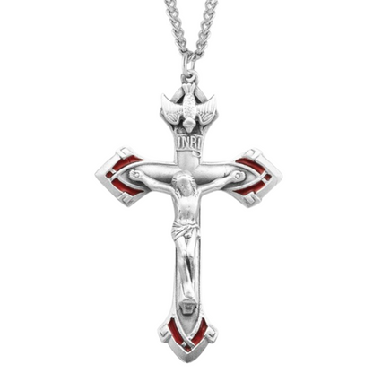 Holy Spirit Sterling Silver Crucifix, Catholic Gift, Made in USA