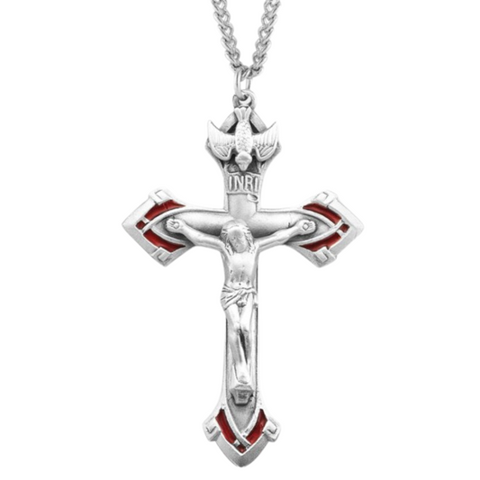 Holy Spirit Sterling Silver Crucifix, Catholic Gift, Made in USA