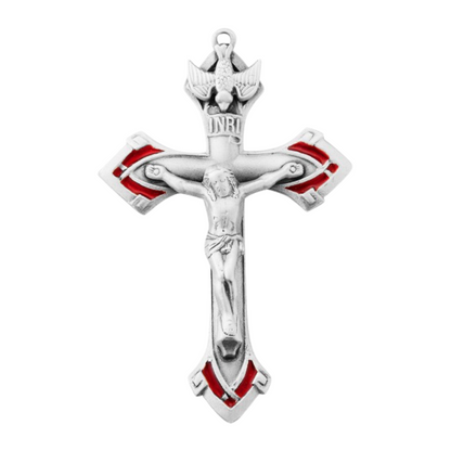 Holy Spirit Crucifix Sterling Silver Pendant — 24" Chain, Gift Box Included
