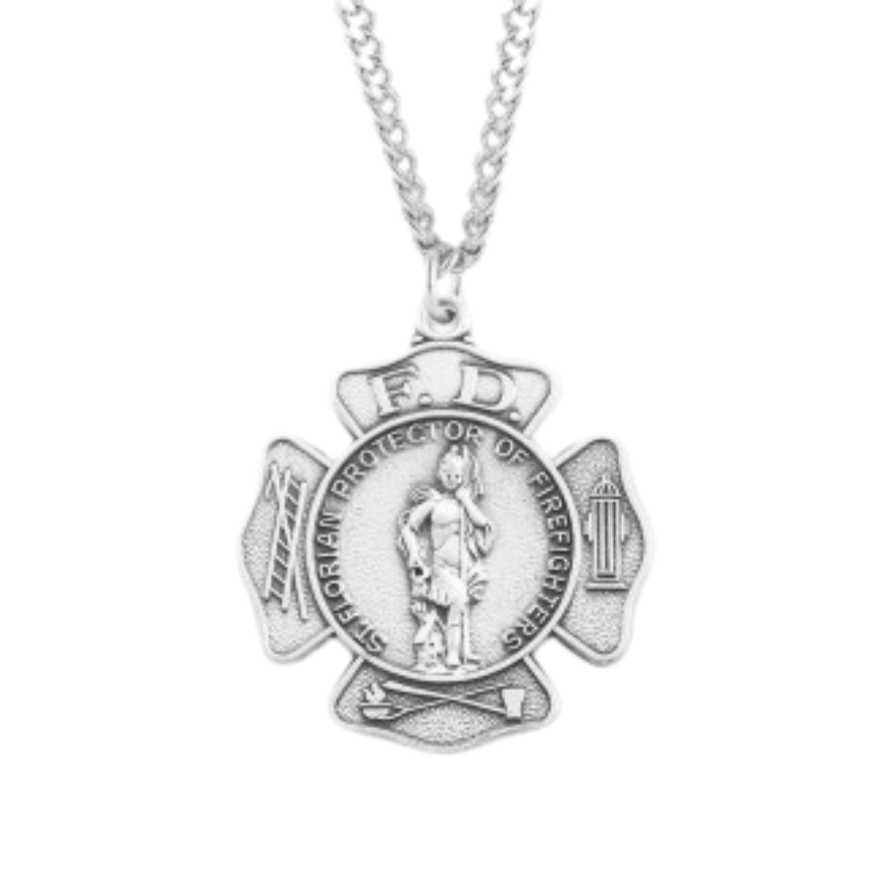 Saint Florian Sterling Silver Firefighters Medal, Catholic Gift, Made in USA