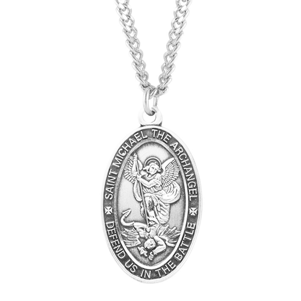 Sterling Silver Oval St Michael, Catholic Gift, Made in USA