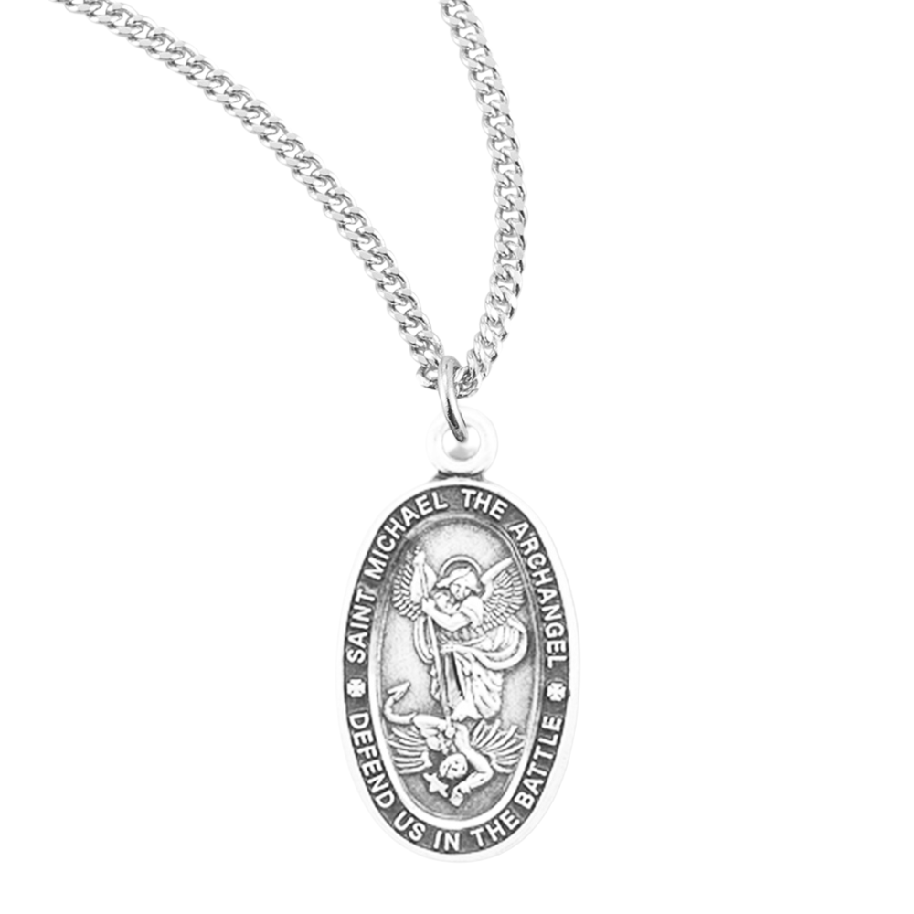 Sterling Silver Oval St Michael, Catholic Gift, Made in USA