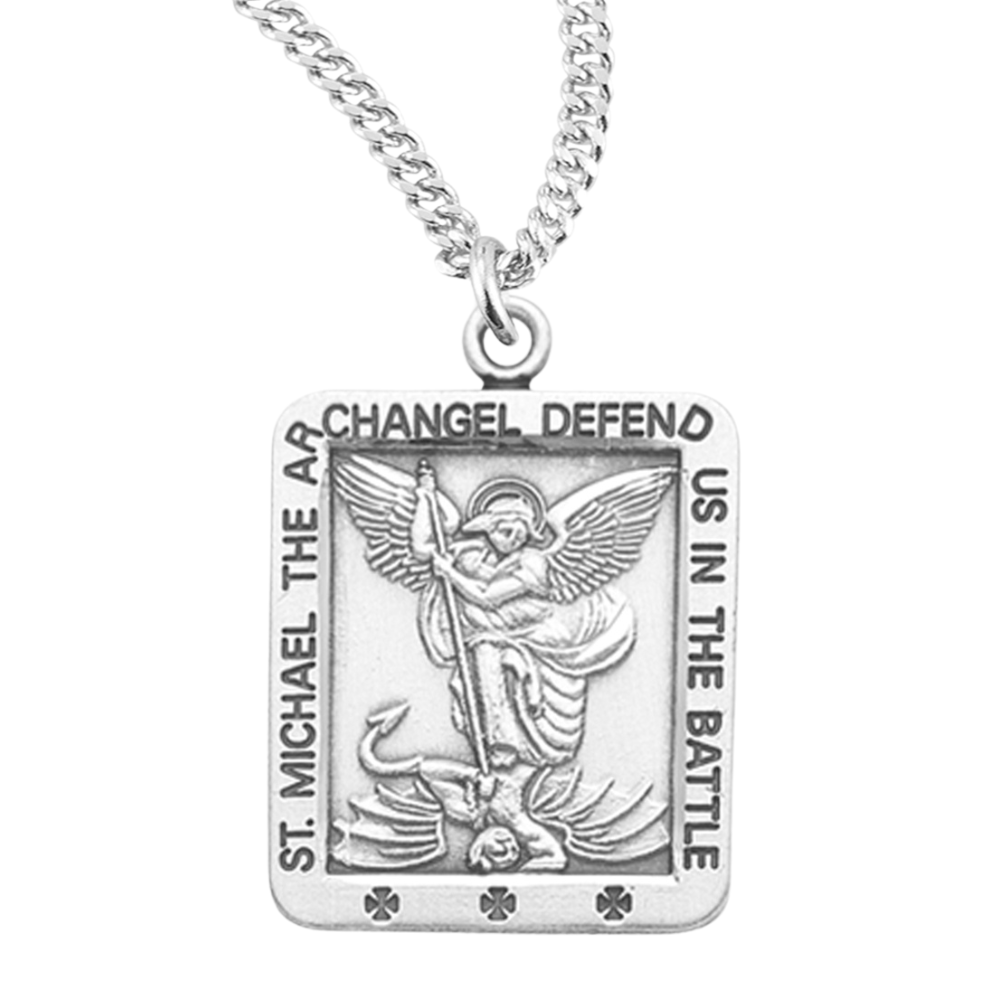Sterling Silver Small Square St Michael , Catholic Gift, Made in USA