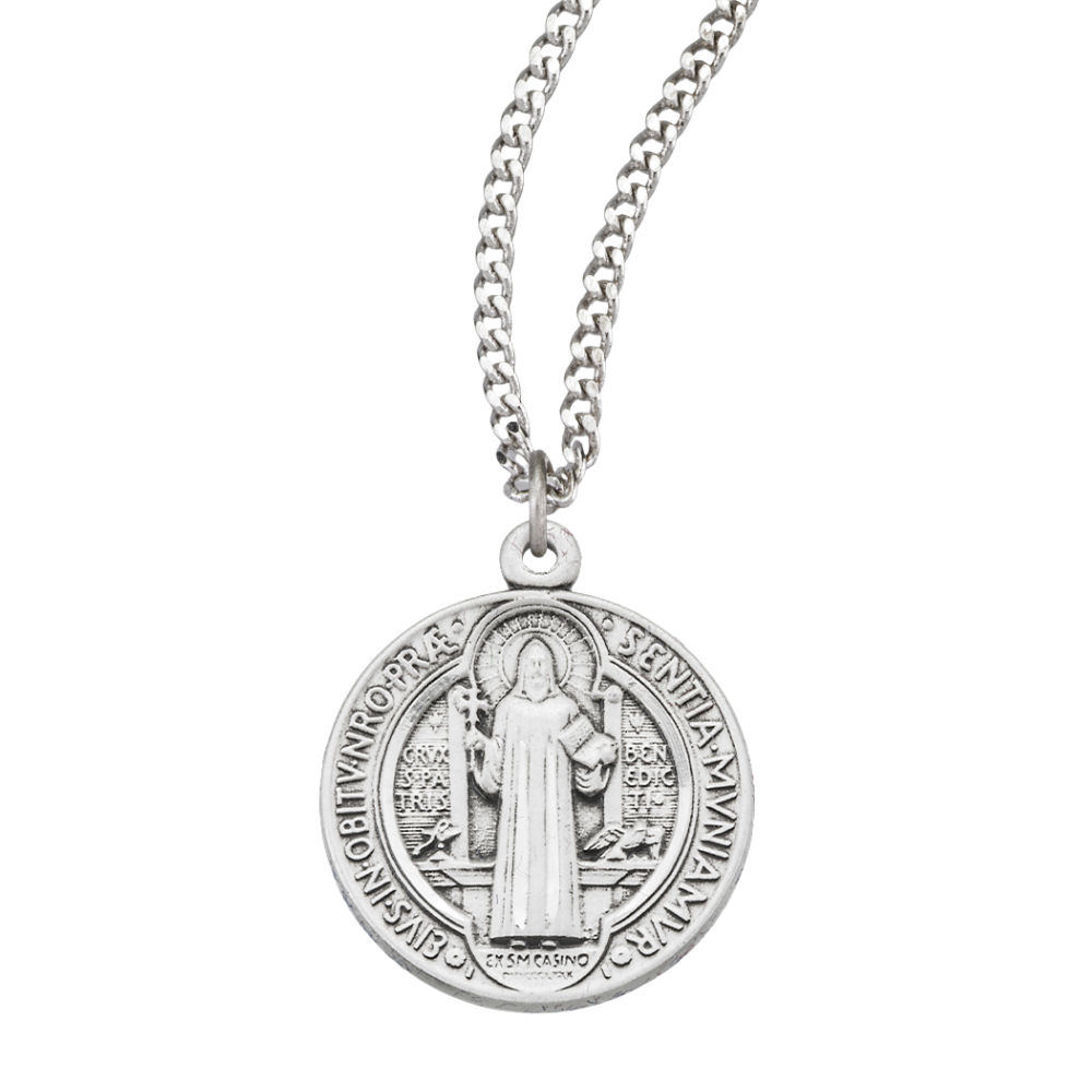 Sterling Silver Med Rd St Benedict Medal, Catholic Gift, Made in USA