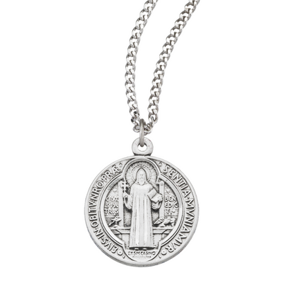 Sterling Silver Med Rd St Benedict Medal, Catholic Gift, Made in USA