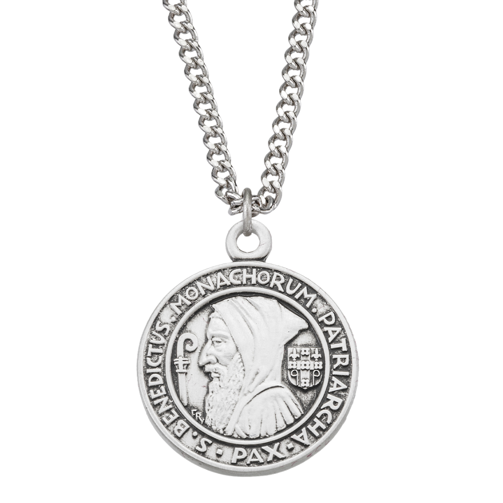Sterling Silver Small Profile St. Benedict Medal, Catholic Gift, Made in USA