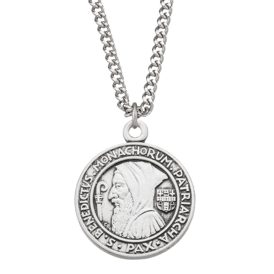 Sterling Silver Small Profile St. Benedict Medal, Catholic Gift, Made in USA
