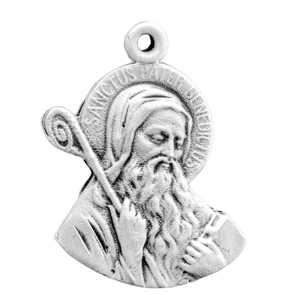 Saint Benedict Sterling Silver Medal Necklace — 20" Chain, Gift Box Included