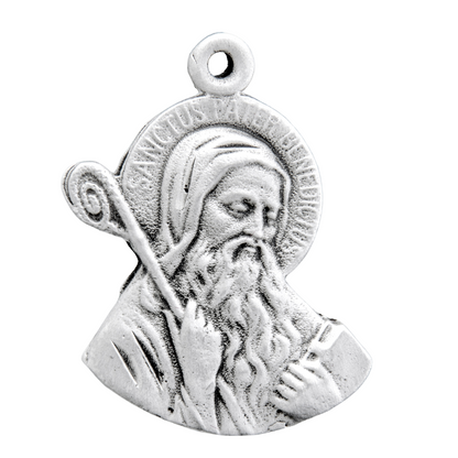 Saint Benedict Sterling Silver Medal Necklace — 20" Chain, Gift Box Included