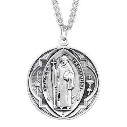 Saint Benedict Round Jubilee Sterling Silver Medal, Catholic Gift, Made in USA